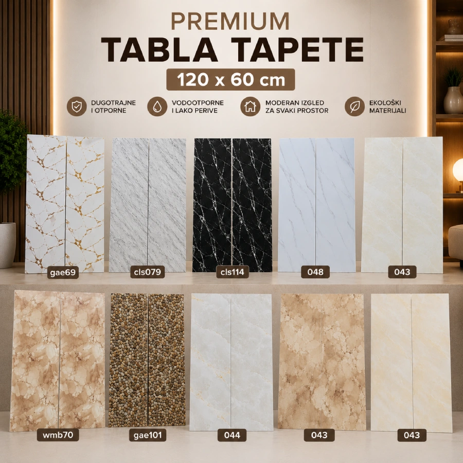 SAMOLJEPLJIVE table zidnih tapeta – visoki saj, vodootporne – Više modela – MINIMALNA NARDUŽBA 5 KOMADA