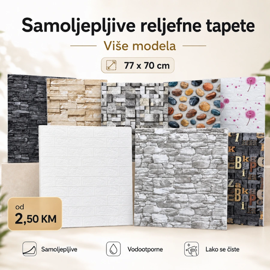 Reljefne tapete samoljepljie  (77x70cm) – više modela